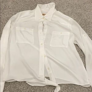 Soft button up with tie in the front